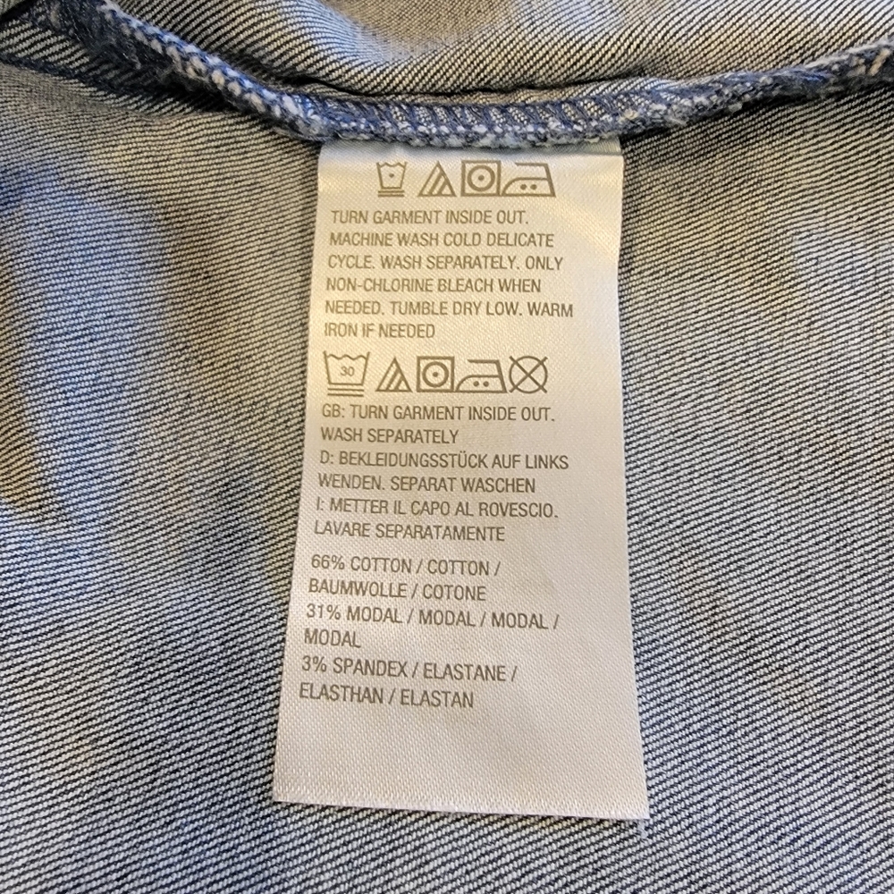 Belle by Kim Gravel‎ Braided Open Front Jean Jacket Medium Frayed Edges - Picture 8 of 9